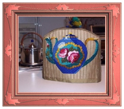 A completed needlepoint canvas professionally framed by Cheryl's Needlework Finishing